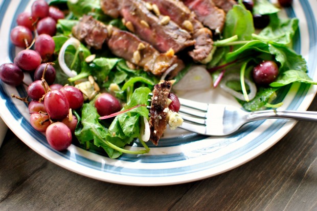 Grilled Steak Salad with Grapes l SimplyScratch.com