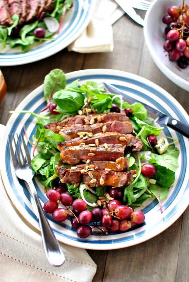 Grilled Steak Salad with Grapes l SimplyScratch.com