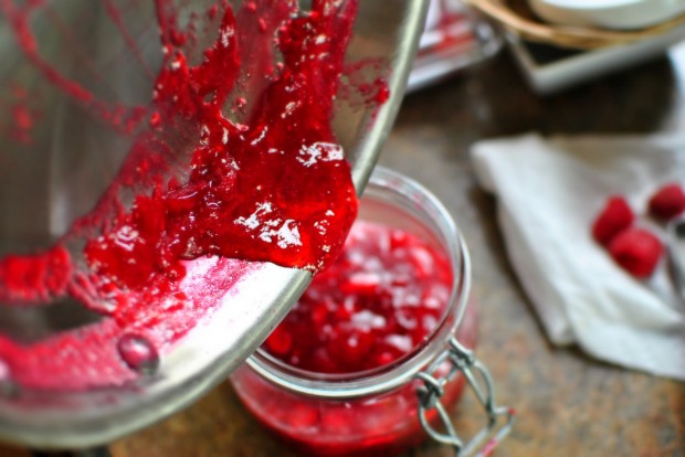 Quick Skillet Raspberry Jam www.SimplyScratch.com pour