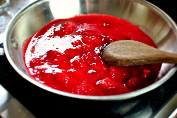 Quick Skillet Raspberry Jam www.SimplyScratch.com stir