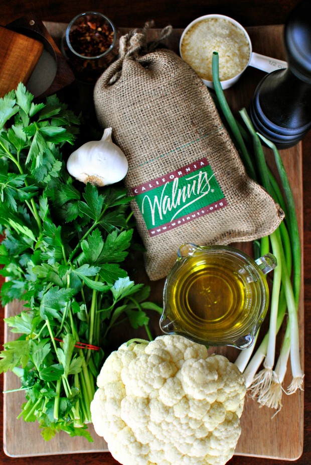 Roasted Cauliflower Steaks with Toasted Walnut + Parsley Pesto l www.SimplyScratch.com ingredients