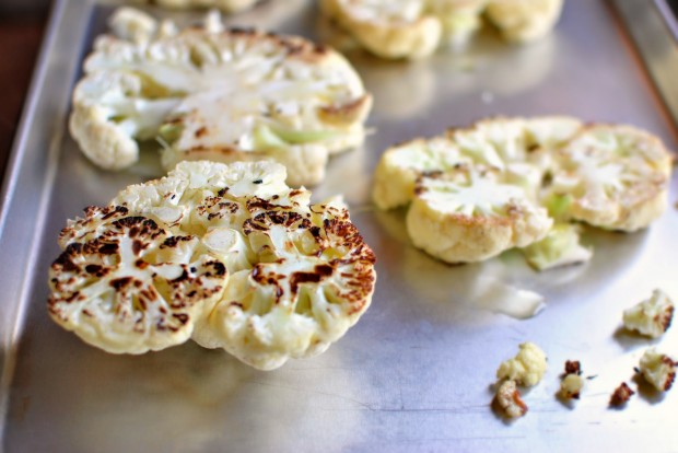 Roasted Cauliflower Steaks with Toasted Walnut + Parsley Pesto l www.SimplyScratch.com roast