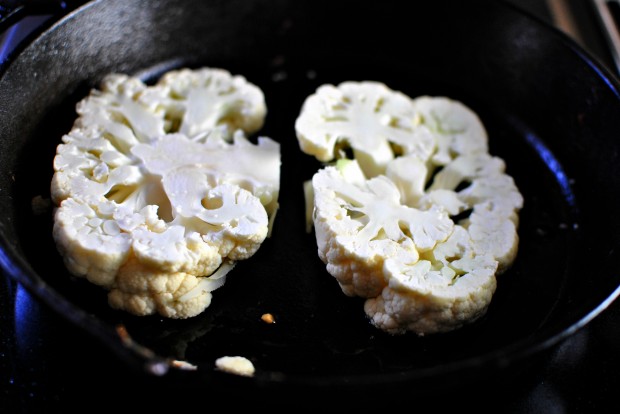 Roasted Cauliflower Steaks with Toasted Walnut + Parsley Pesto l www.SimplyScratch.com sear