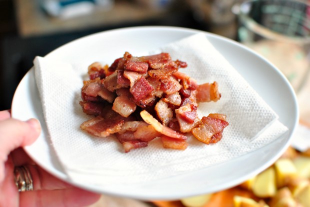 Bacon, Potato + Poblano Breakfast Skillet l www.SimplyScratch.com bacon on a plate