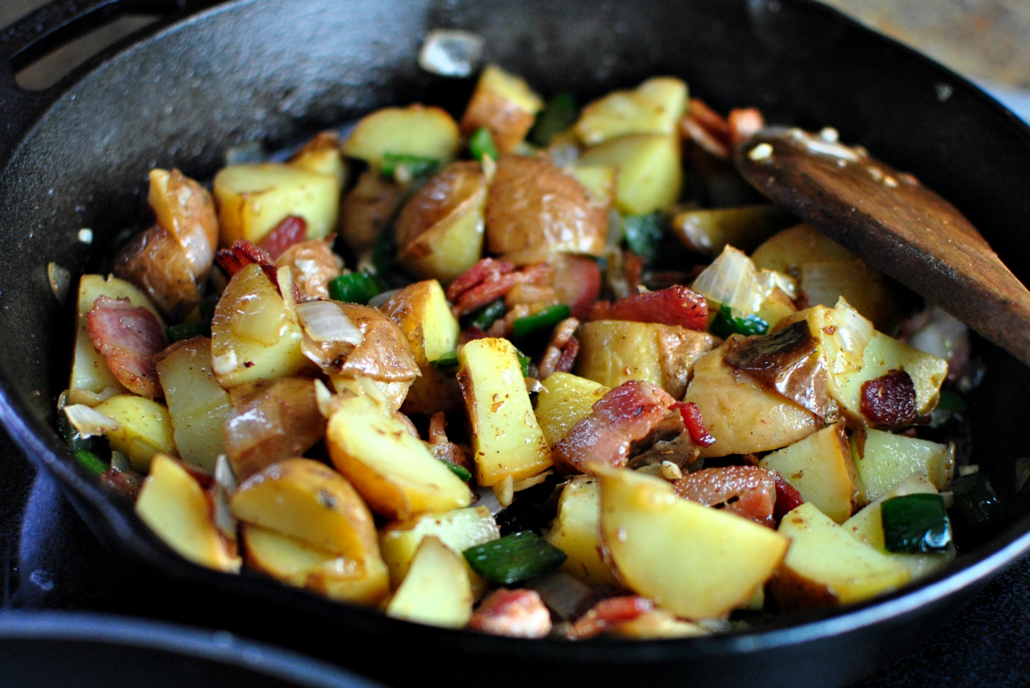 Bacon Potato Poblano Breakfast Skillet - Simply Scratch