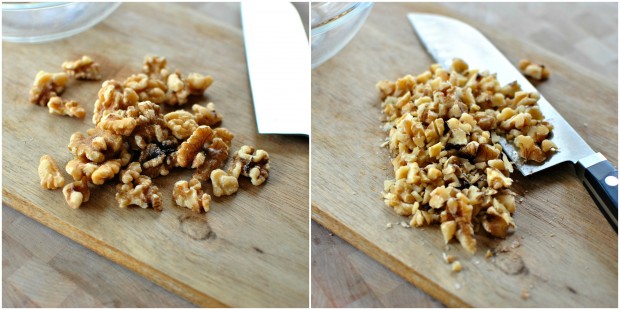 Banana + Chocolate Chunk Streusel Mini Muffins chopped walnuts