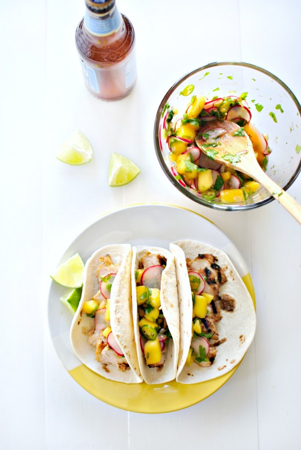 Grilled Turkey Tacos + Mango Radish Salsa www.SimplyScratch.com #recipe #tacos