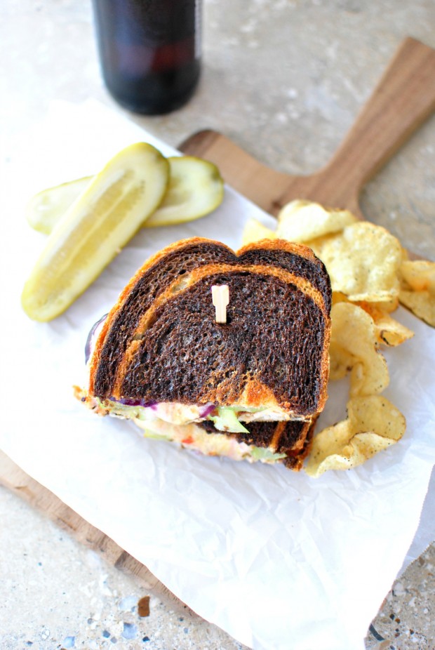 Turkey, Green Tomato and Smoked Cheddar Grilled Cheese + Chipotle Honey Mayo via www.SimplyScratch.com