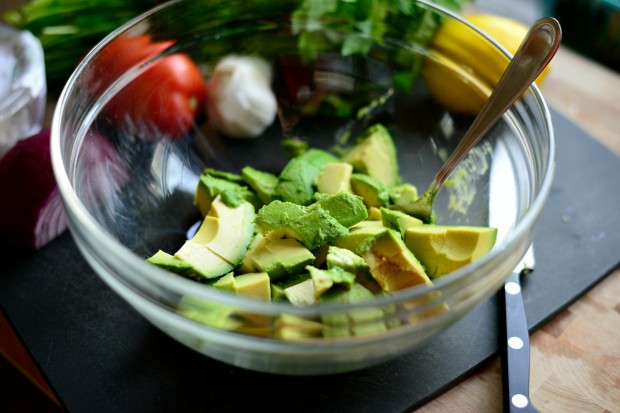 Avocado + Feta Guacamole www.SimplyScratch.com and into a bowl