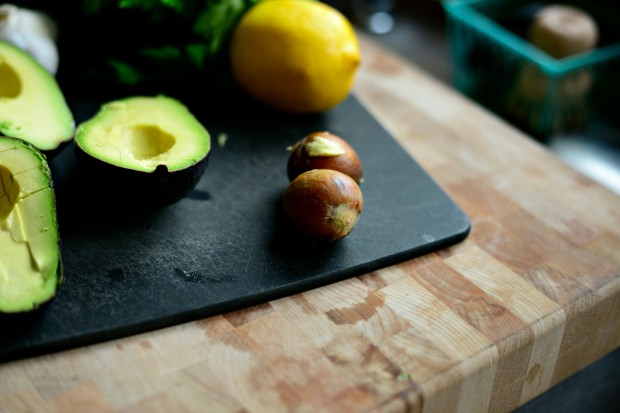 Avocado + Feta Guacamole www.SimplyScratch.com pit removal