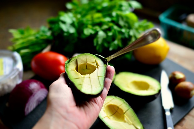 Avocado + Feta Guacamole www.SimplyScratch.com scoop