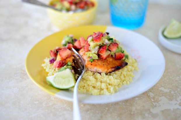 Citrus Salmon + Strawberry Avocado Salsa ll www.SimplyScratch.com