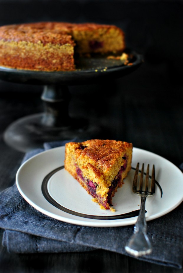 Honey Butter Blackberry + Lemon Polenta Cake via www.SimplyScratch.com #cake #recipe