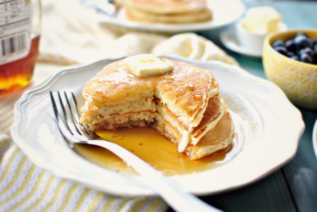 Perfect Buttermilk Pancakes via www.SimplyScratch.com bite