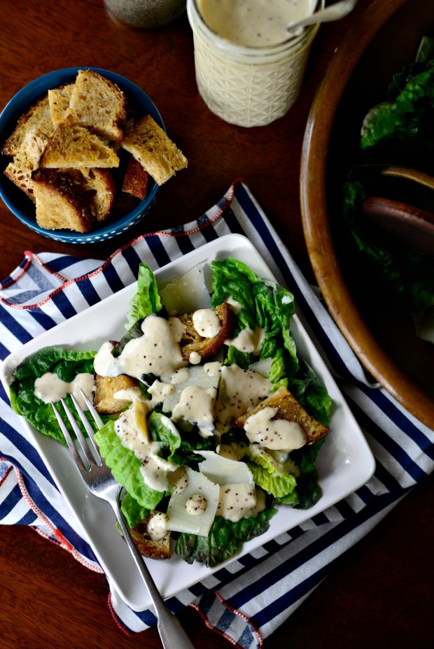 Caesar Salad with Homemade Caesar Dressing and Croutons l www.SimplyScratch.com #recipe