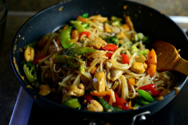 Honey Ginger Chicken Noodle Stir Fry l www.SimplyScratch.com tossed