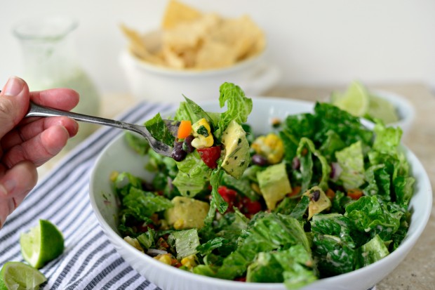 Mexicali Chopped Salad with Creamy Cilantro Lime Dressing l www.SimplyScratch.com bite