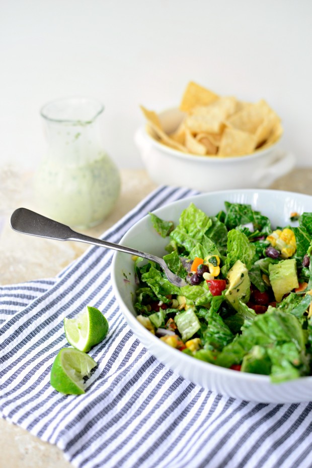 Mexicali Chopped Salad with Creamy Cilantro Lime Dressing l www.SimplyScratch.com forkful