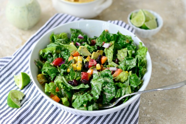 Mexicali Chopped Salad with Creamy Cilantro Lime Dressing l www.SimplyScratch.com toss