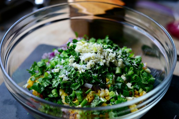 Grilled Corn Pico de Gallo l www.SimplyScratch.com cilantro, garlic and kosher salt