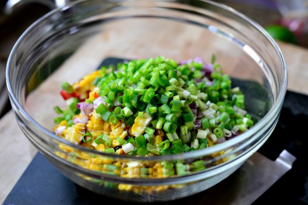 Grilled Corn Pico de Gallo l www.SimplyScratch.com green onion and jalapeno