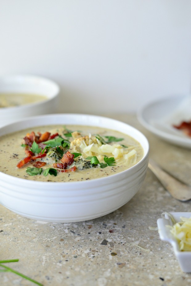 Roasted Broccoli Cauliflower Soup l SimplyScratch.com 