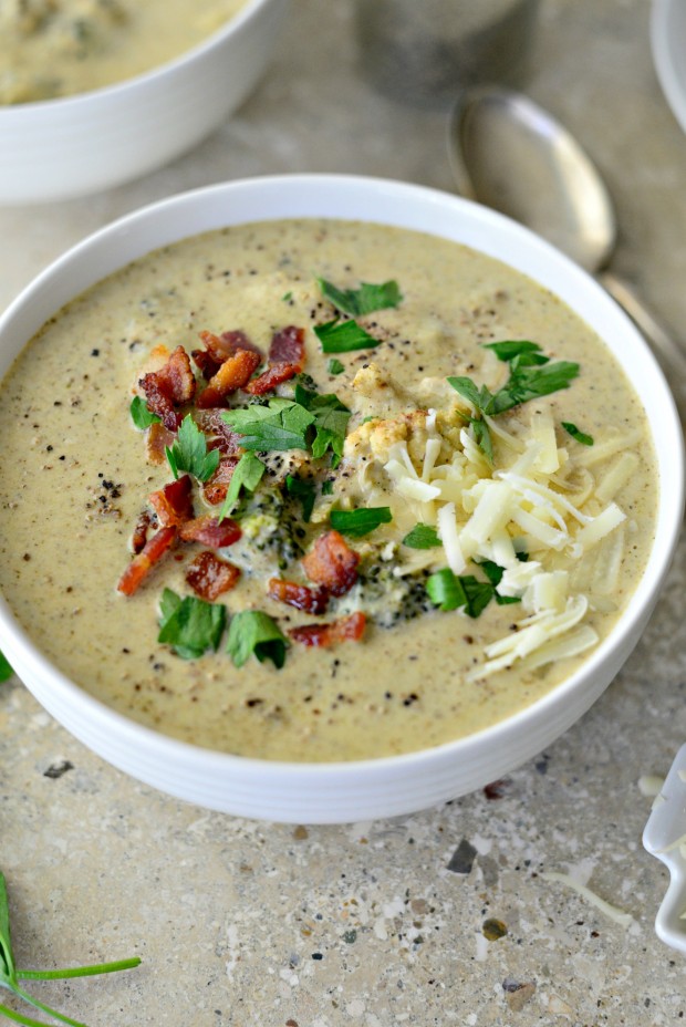 Roasted Broccoli Cauliflower Soup l SimplyScratch.com 