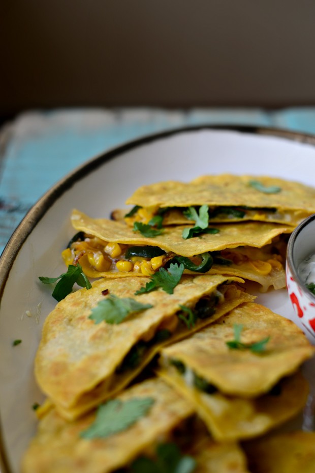 Corn Poblano Quesadillas l SimplyScratch.com 