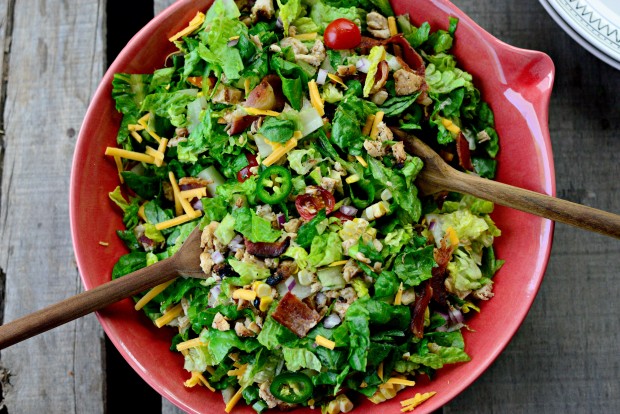 Bacon + Chicken Chopped Salad with Smoky Cilantro Avocado Dressing l SimplyScratch.com (14)