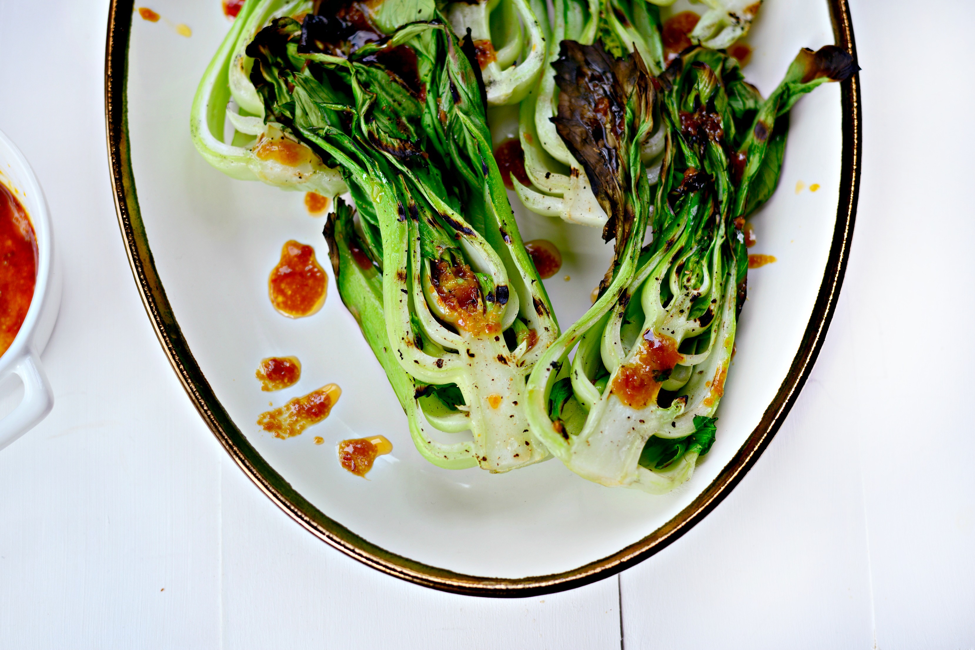 Simply Scratch Grilled Baby Bok Choy + Ginger Chili Sauce Simply Scratch