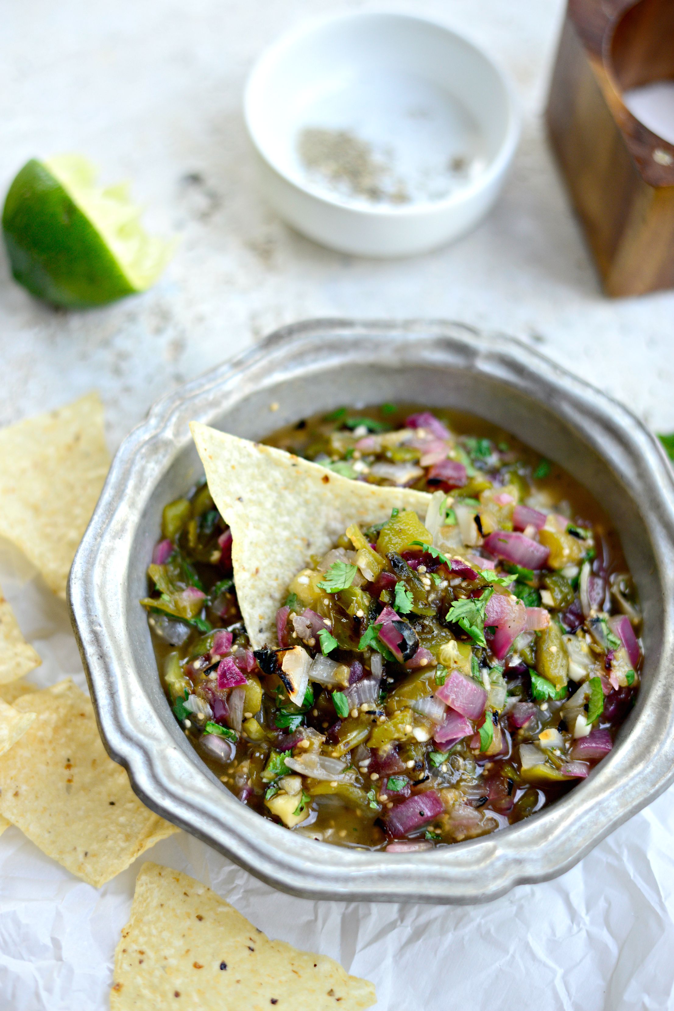 Hand-Chopped Grilled Tomatillo Salsa - Simply Scratch