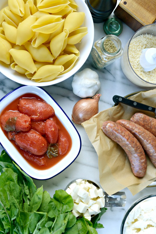 Sausage & Arugula Stuffed Shells + Chunky Tomato Sauce l SimplyScratch.com (1)