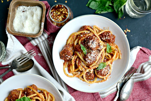 Italian Sausage Bucatini in a Fire Roasted Tomato Sauce l SimplyScratch.com