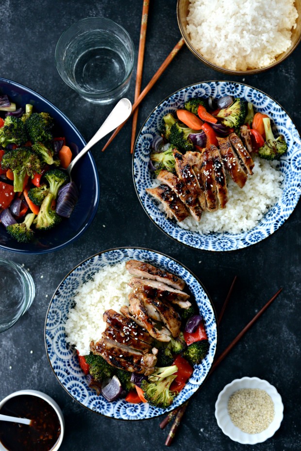 Grilled Chicken Teriyaki Rice Bowls l SimplyScratch.com