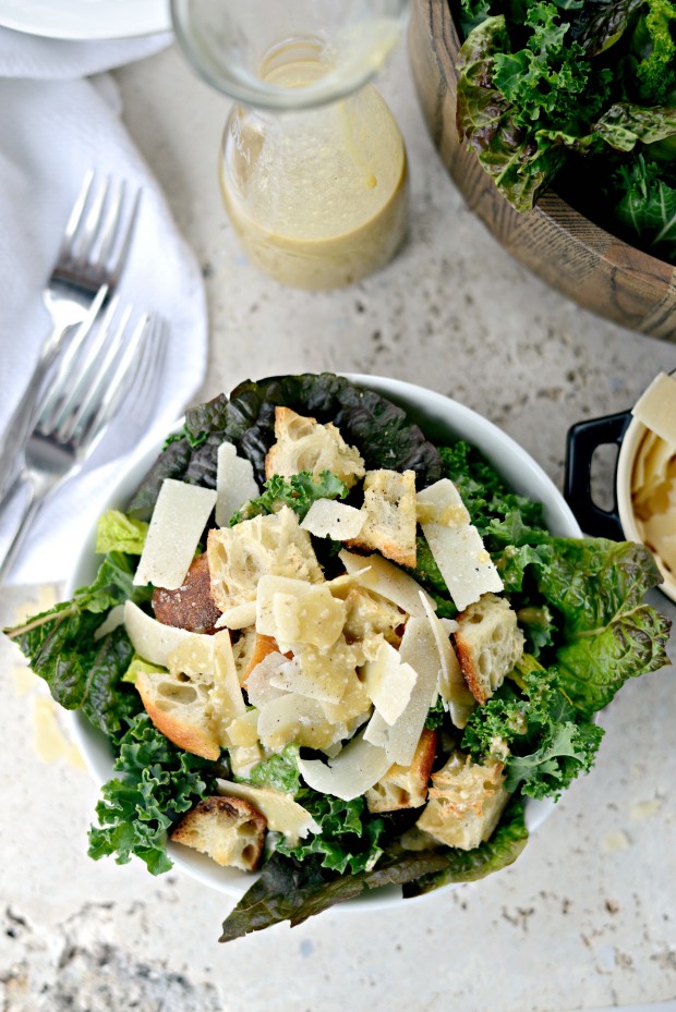 Kale Caesar Salad + a Light Caesar Vinaigrette l SimplyScratch.com 