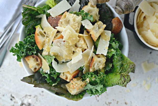 Kale Caesar Salad + a Light Caesar Vinaigrette l SimplyScratch.com 