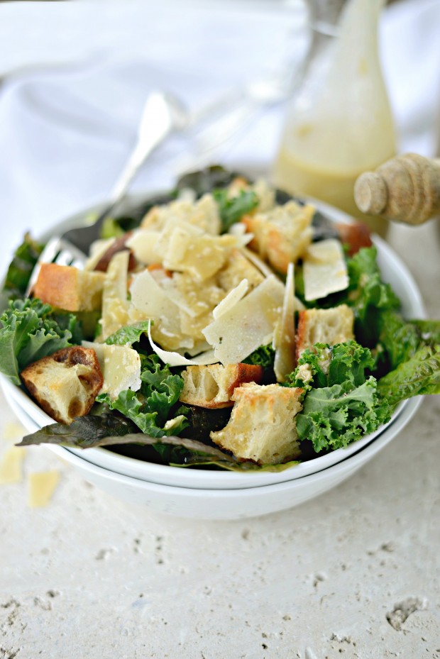 Kale Caesar Salad + a Light Caesar Vinaigrette l SimplyScratch.com 
