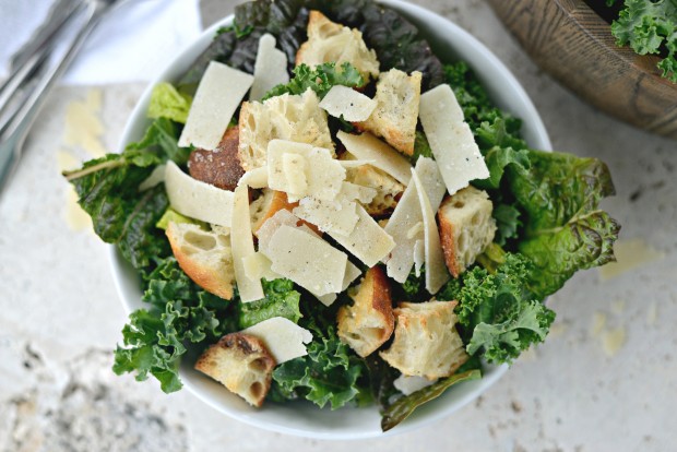 Kale Caesar Salad + a Light Caesar Vinaigrette l SimplyScratch.com 