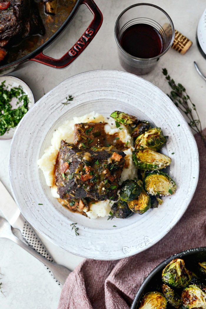 Wine Braised Beef Short Ribs l SimplyScratch.com #braised #beef #wine #shortribs #slowcooking #braising #fromscratch