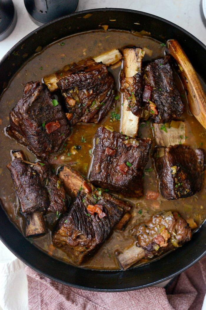 Wine Braised Beef Short Ribs l SimplyScratch.com #braised #beef #wine #shortribs #slowcooking #braising #fromscratch
