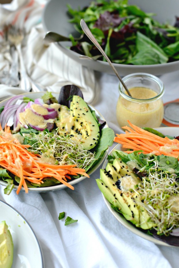 Avocado + Raw Sweet Potato and Herbed Salad with Miso Dressing l SimplyScratch.com - raw sweet potato salad