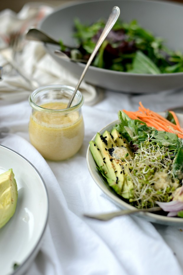 Avocado + Raw Sweet Potato and Herbed Salad with Miso Dressing l SimplyScratch.com - raw sweet potato salad