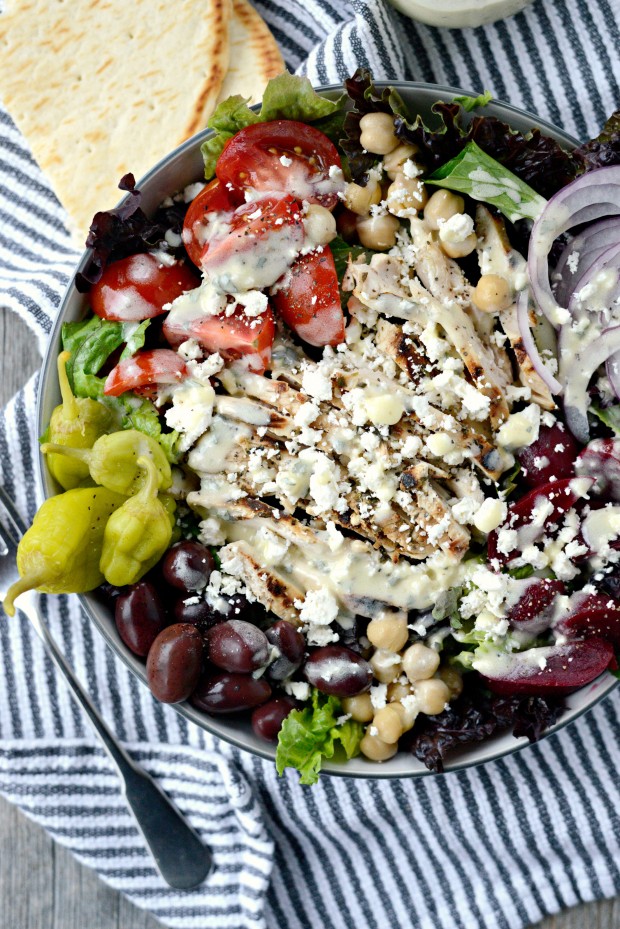 Grilled Chicken Greek Salad + Creamy Greek Dressing l SimplyScratch.com