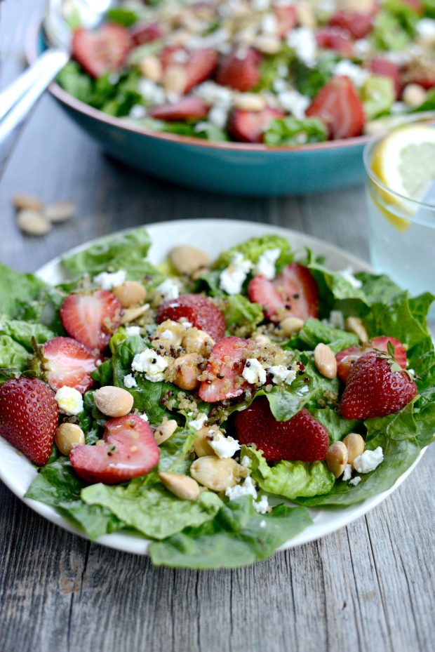 Strawberry + Goat Cheese Salad with Crispy Fried Quinoa
