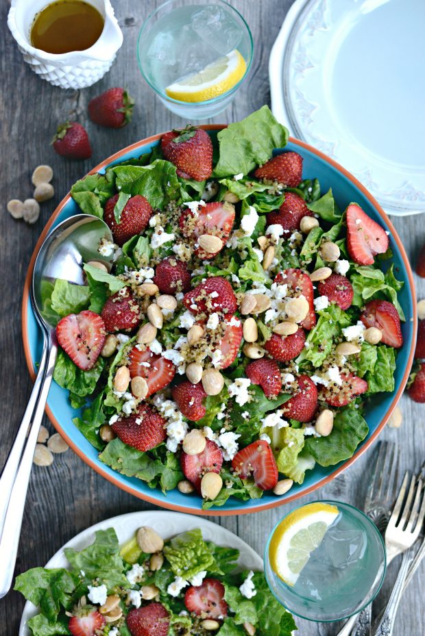 Strawberry + Goat Cheese Salad with Crispy Fried Quinoa