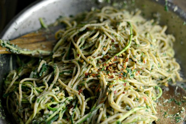 Whole Wheat Spaghetti with Zucchini + Spinach Almond Pesto Sauce l SimplyScratch.com (31)