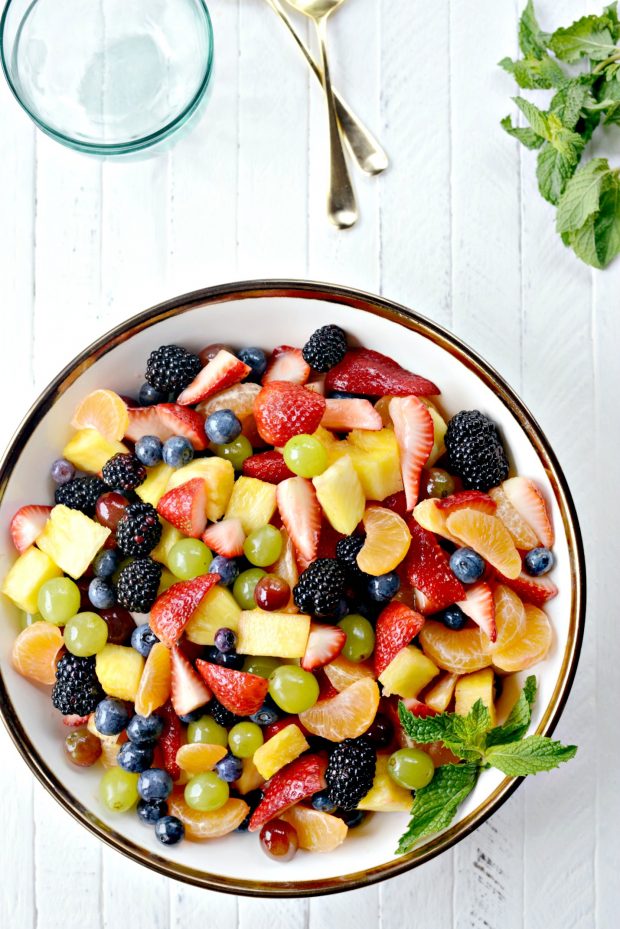 Rainbow Fruit Salad + Citrus Honey Syrup l SimplyScratch.com