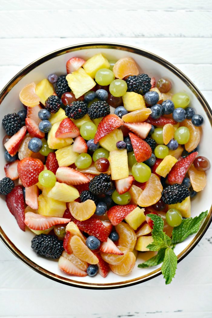 Rainbow Fruit Salad + Citrus Honey Syrup l SimplyScratch.com