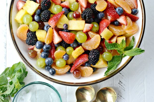 Rainbow Fruit Salad + Citrus Honey Syrup l SimplyScratch.com