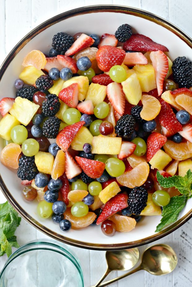 Rainbow Fruit Salad + Citrus Honey Syrup l SimplyScratch.com